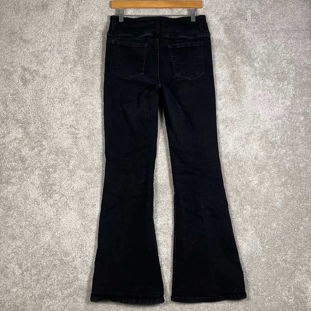 Indigo Rising Flare Jeans Womens 11/30 Black High Rise Triple Button 30x30